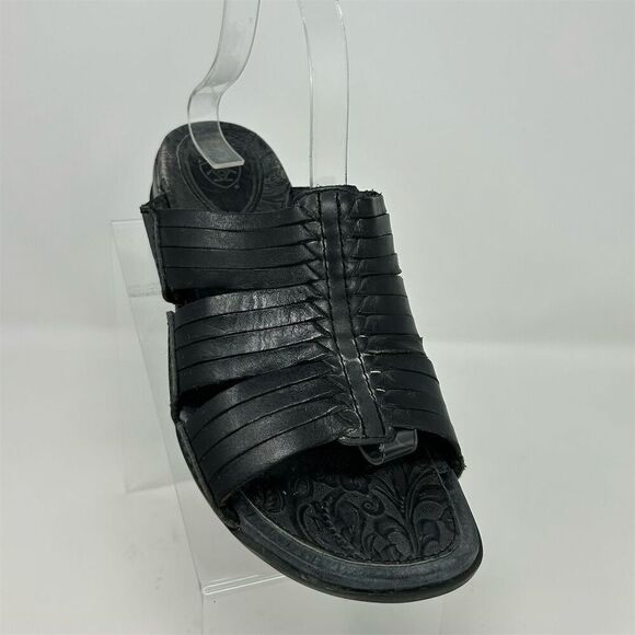 Ariat Women's Costa Huarache Slide Sandals Black Strappy Leather Size 9 Casual - Picture 2 of 12
